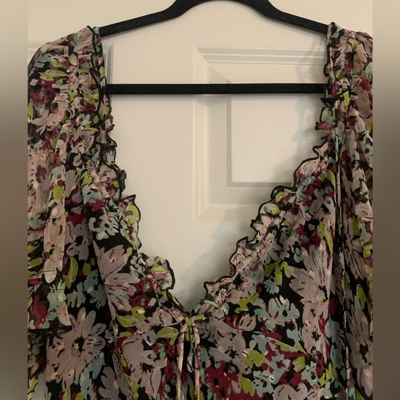 ASOS DESIGN chiffon midi dress with lace applique in floral ditsy print - Picture 7 of 9